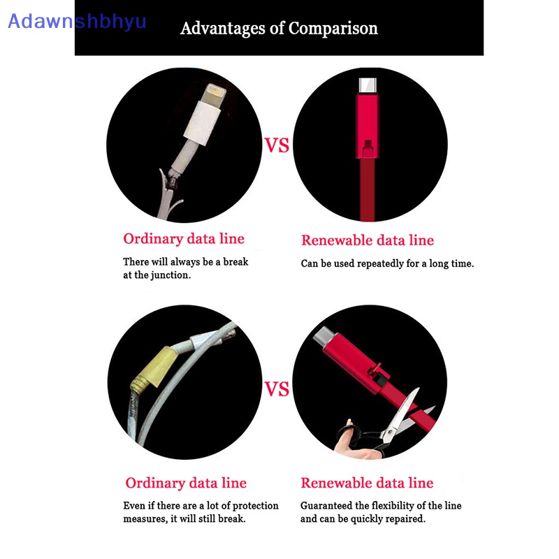 Adhyu 4A Kabel Charger Cepat Kabel Pengisian Data USB Yang Dapat Diperbaiki 1.5m Daur Ulang Charging ID