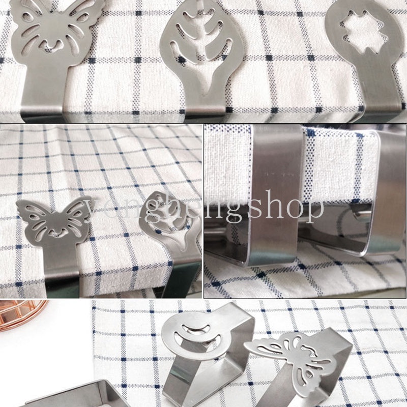 Klip Taplak Meja Stainless Steel Kreatif Kupu-Kupu Daun Bunga Berbentuk Taplak Meja Tetap Klip Piknik Pesta Pernikahan Tahan Angin Table Cover Clamp Holder