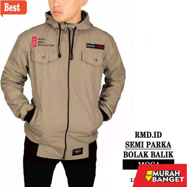 Jaket parasut pria terbaru- JAKET SEMI PARKA BOLAK BALIK REVOLUTION JAKET PARASUT JAKET DISTRO JAKET