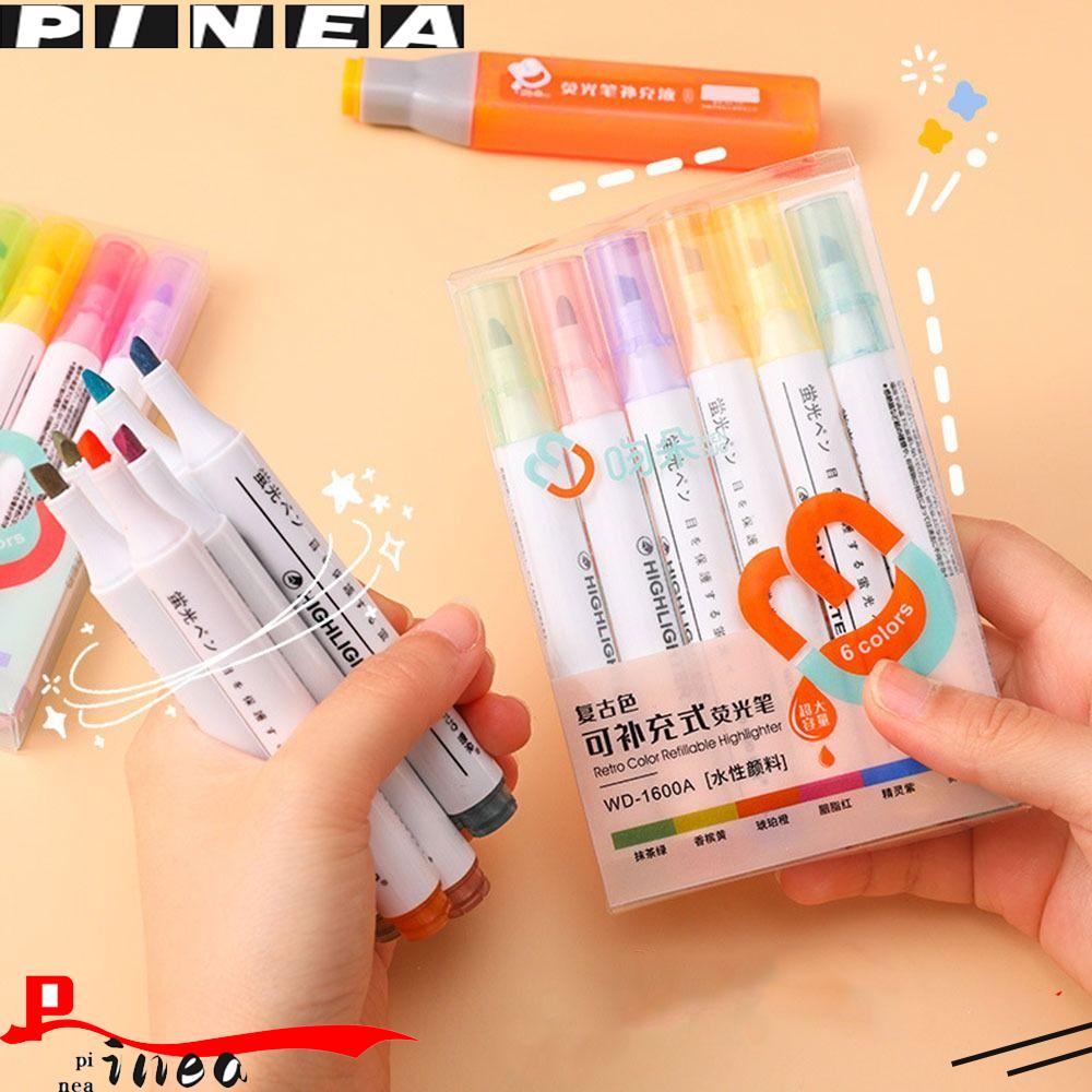 Nanas 6PCS /Set Stabilo Pena Set Good-looking Kreatif Alat Tulis Menggambar Graffiti Isi Ulang Pulpen Warna