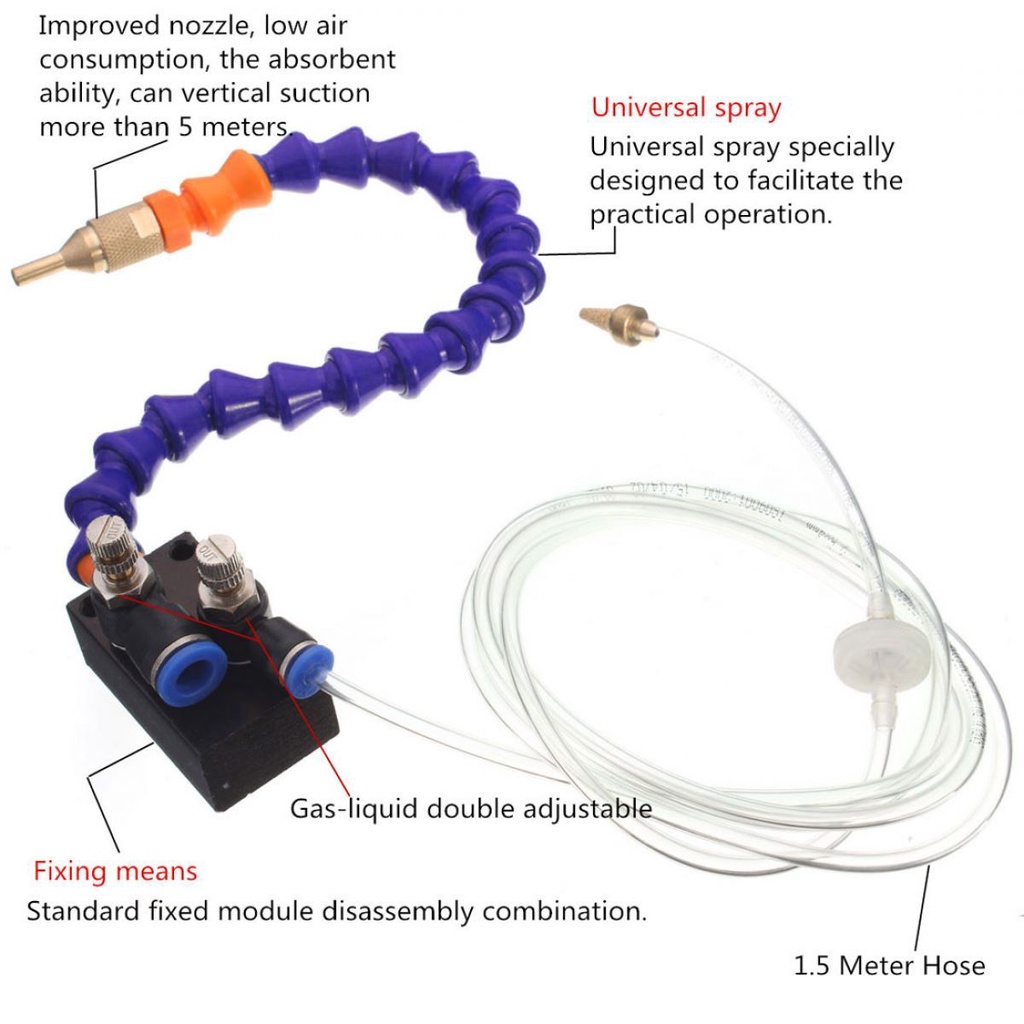 Mist Coolant Lubrication Spray System Untuk Mesin Pemotong/Ukiran/Pendingin Bahan Metal Dengan Pipa Angin 4mm