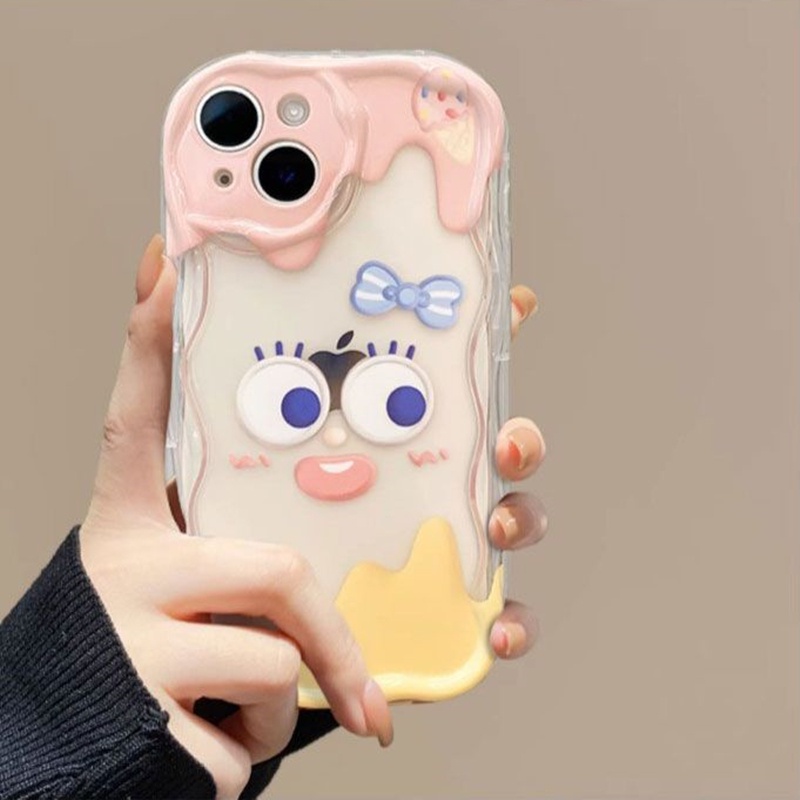 Casing Realme C55 C33 C35 C30s C30 C31 Realme 10 9i 8i 6i 5 7i C15 C25 C21Y C25Y C12 C1 C20 C3 C2 C1 Narzo 50 Ice Cream Emoticon Cewek Dan Cowok Wavy Edge Couple Case BY