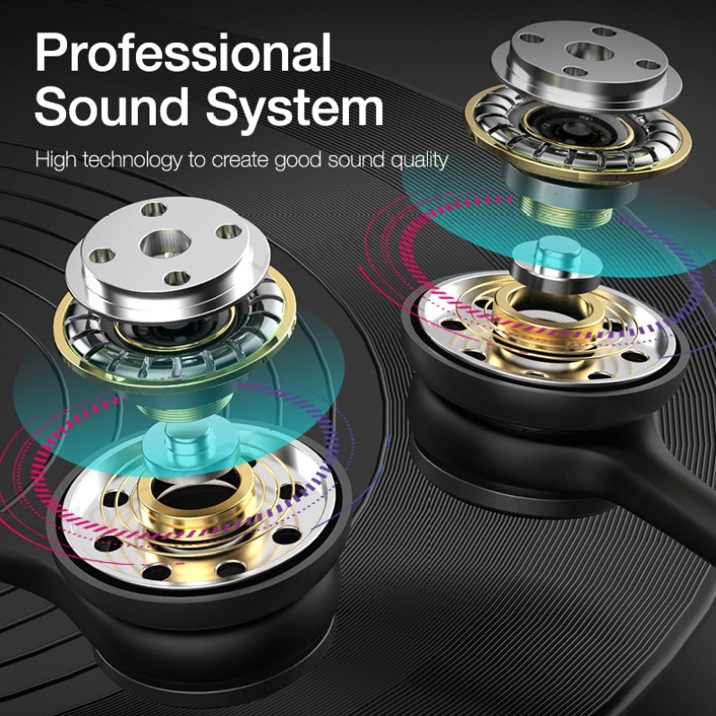 3.5mm Half In Ear Wired Earphone HiFi Suara Bass Metal Subwoofer Headset Dengan Mikrofon Kontrol Volume Stereo Bass Earbuds