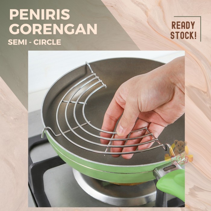 peniris panci 18cm saringan gorengan HALF CIRCLE stainless TEBAL