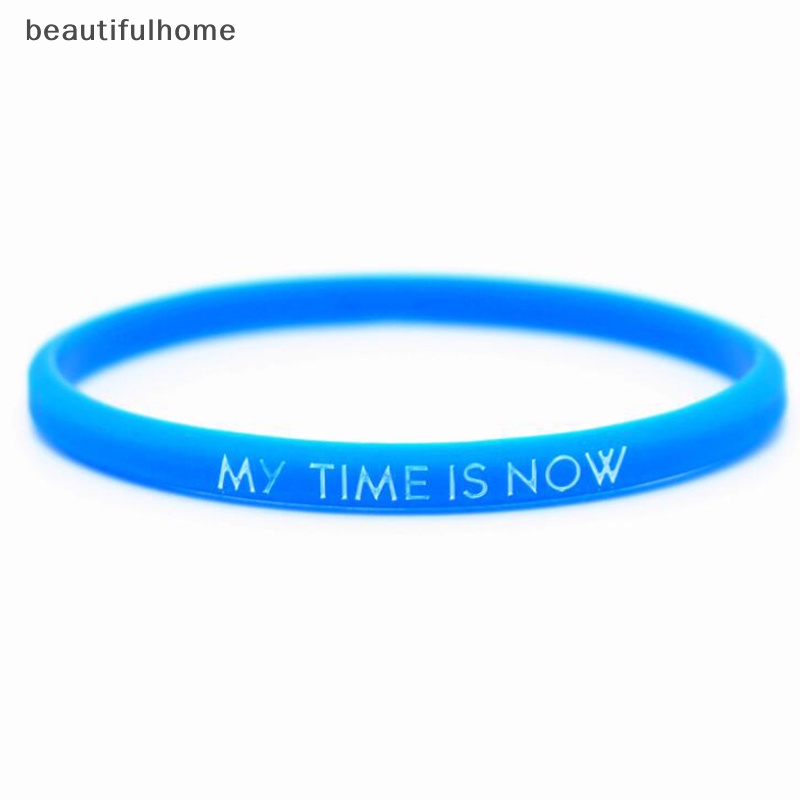 {beautifulhome} My Time Is Now Student Fashion Couple Gelang Silikon Olahraga wrist band.