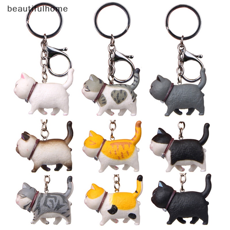 {beautifulhome} New Lovely Cat Kitten Keychain Gantungan Kunci Handbag Liontin Ornamen Hadiah Mainan Anak.