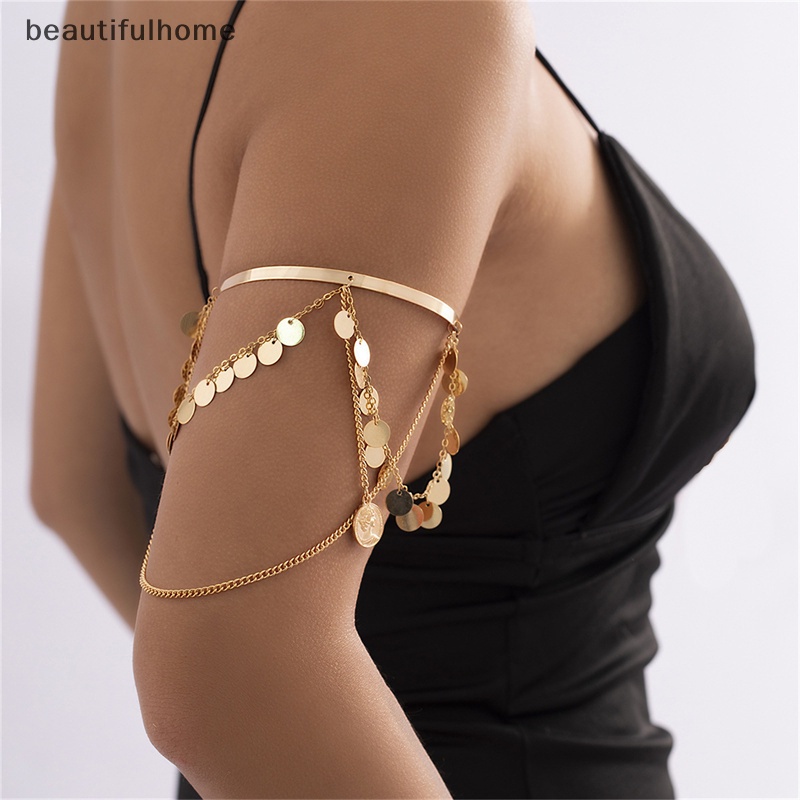 {beautifulhome} Bohemian Rumbai Liontin Lengan Manset Bangle Geometris Payet Wanita Fashion Perhiasan.