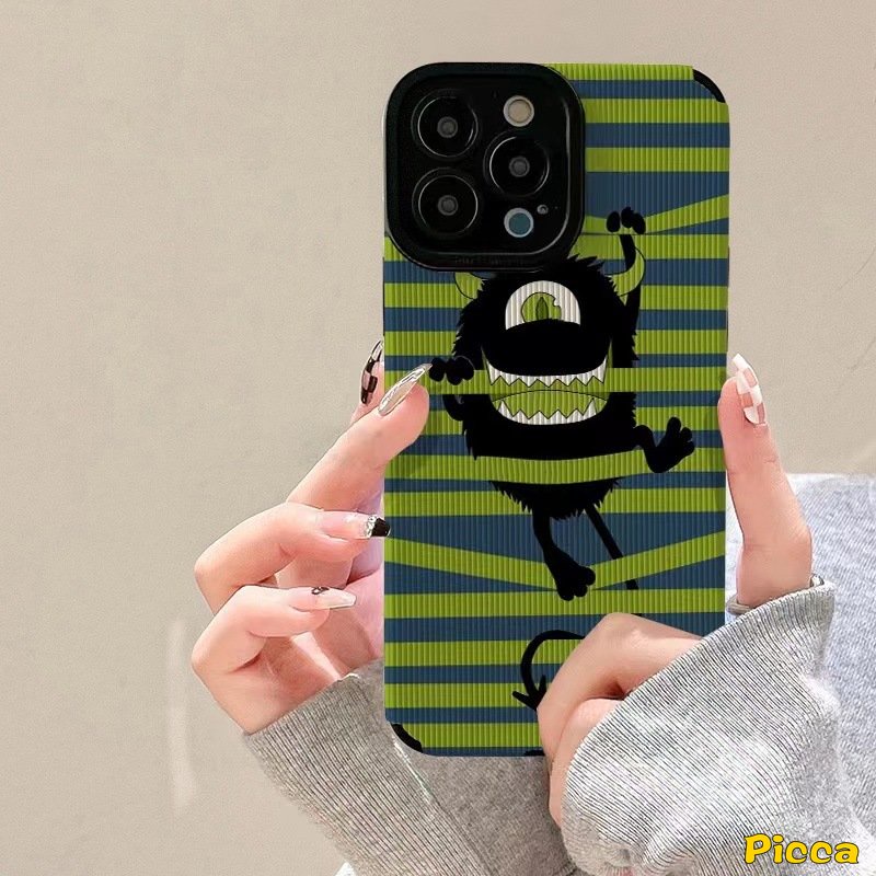 IPHONE Casing Universitas Monster Indah Gaya Korea Kompatibel Untuk Iphone7 8 Plus12 11 13 14 Pro MAX XR X XS MAX 7Plus Tekstur Kulit Monster Kecil Lucu Shockproof Cover