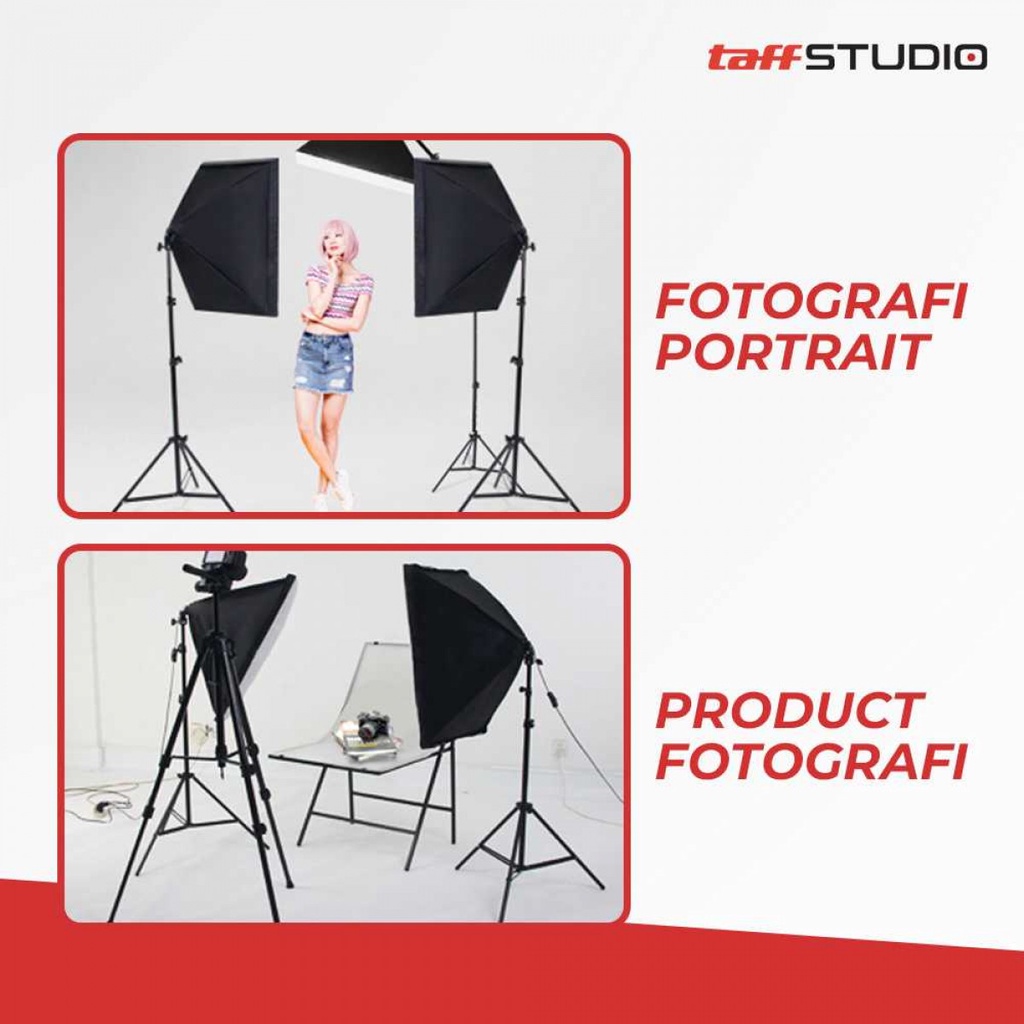 TaffSTUDIO Payung Tripod Softbox Reflektor Studio Fotografi + Bohlam