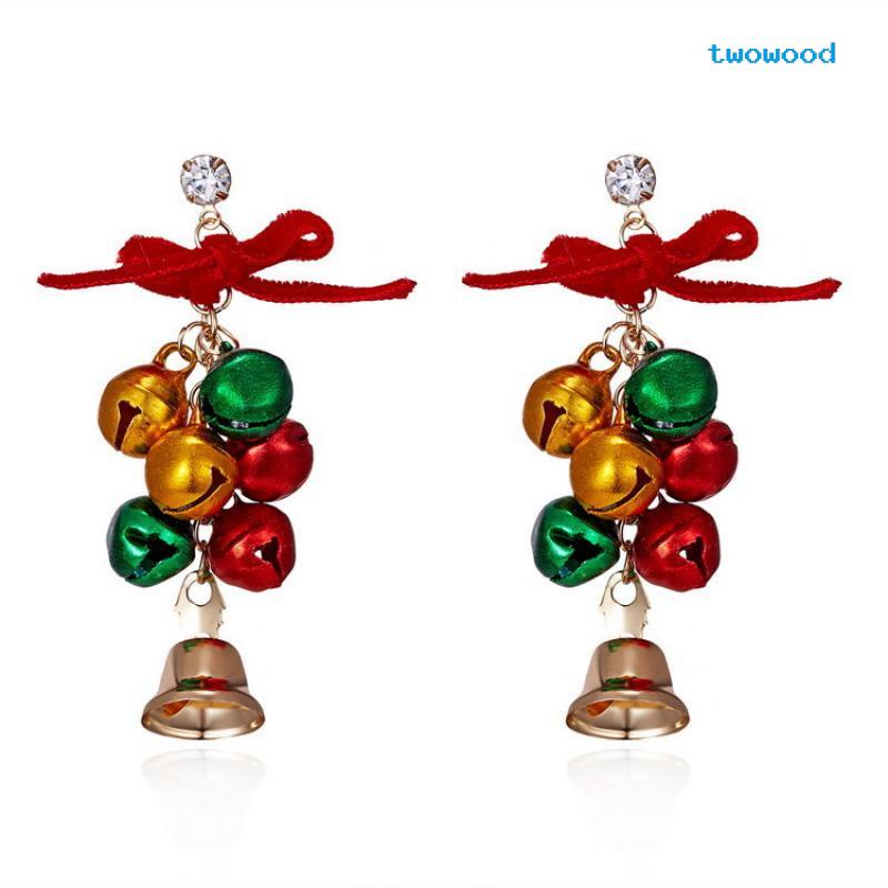 Twowood Fashion Dan Sederhana bell Busur Anting Anting Natal