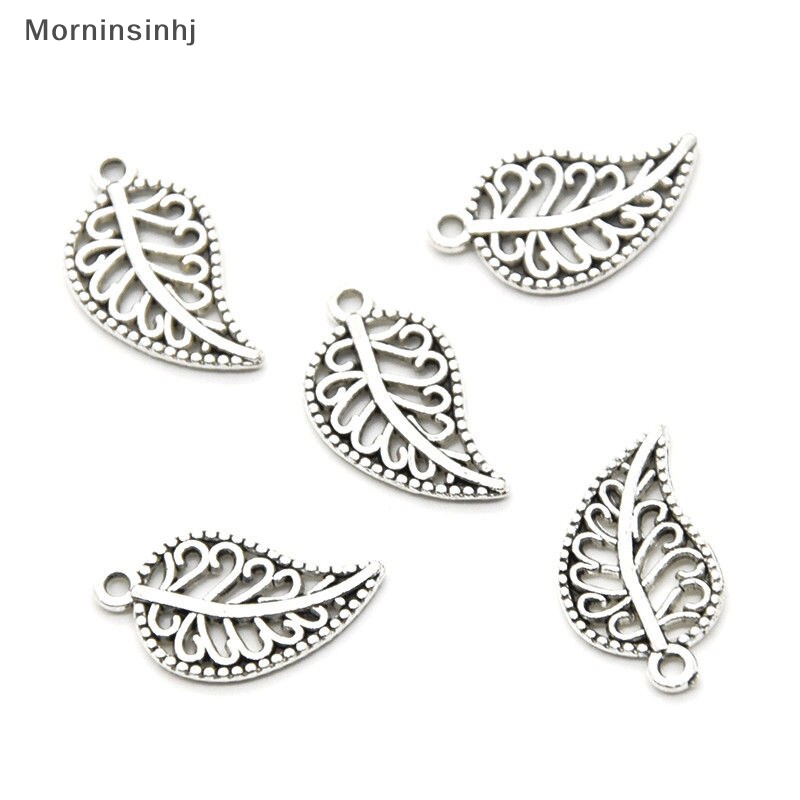 Mornin 100Pcs 10x18mm Kerawang Hollow Daun Logam Liontin DIY Wanita Anting Gantungan Kunci id