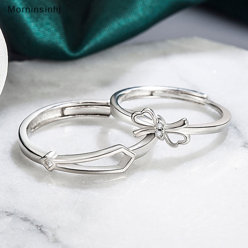 Mornin Cincin Pasangan Kreatif Ikatan Simpul Zirkon Cincin Fashion Segar Pembukaan Adjustable Geometris Jari Rings Untuk Pria Wanita Perhiasan Hadiah id