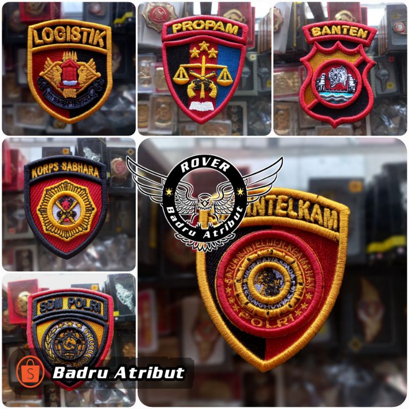 Bordir BET TIMBUL POLRI, LALU LINTAS, SABHARA, BRIMOB, PROPAM, HUMAS POLRI, DLL.bisa pesan satuan