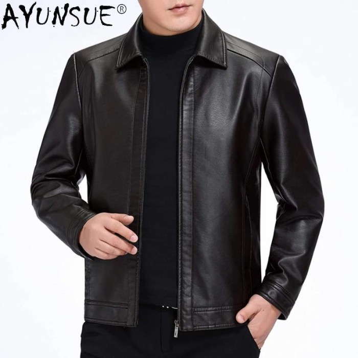 jaket kulit asli pria model kerah-jaket kulit asli original kualitas super- jaket kulit cowok terbar