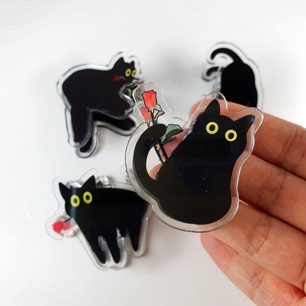 Top Bookmark Klip Buku Hitam Perlengkapan Kantor Tempat Kertas Plastik Kucing Untuk Kantor