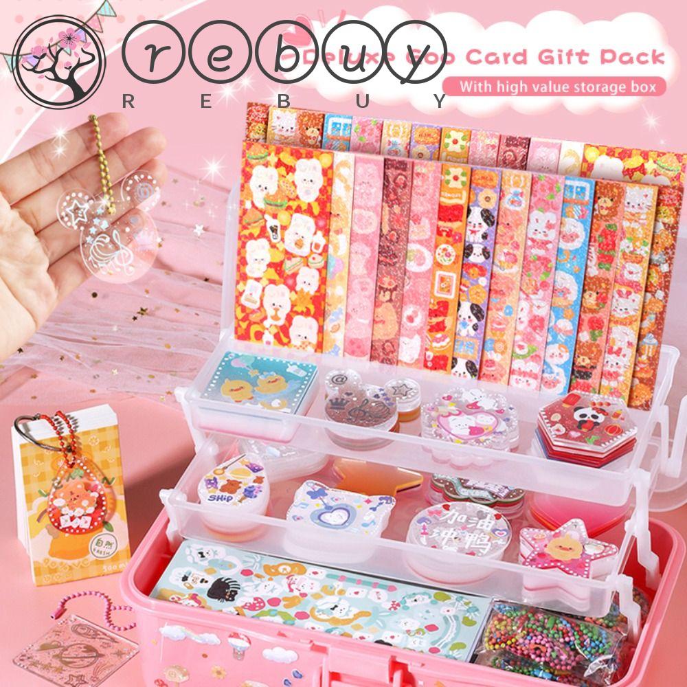 REBUY Rebuy Goo Card Stiker Set Mainan Anak Gantungan Kunci Handmake Perlengkapan Sekolah Kartun Buatan Sendiri Bahan Akun Tangan DIY Scrapbooking