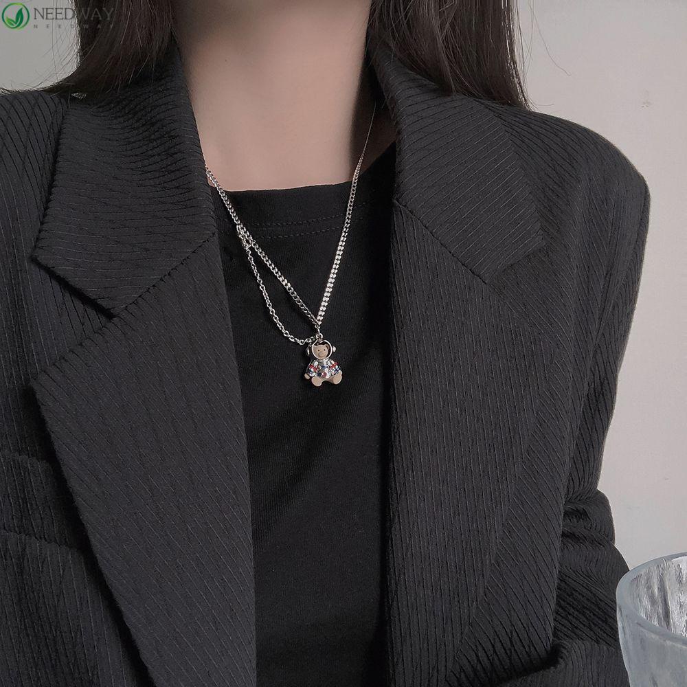 Wanita Kalung Korea Kartun Hadiah Perempuan Double Layer Choker Sweater Rantai Kalung