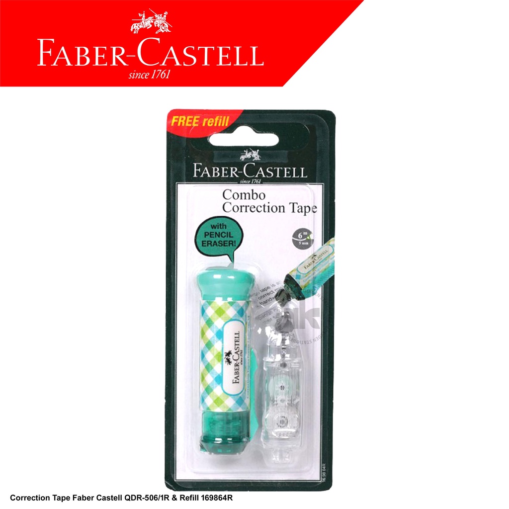 

Faber Castell Correction Tape Combo 6m Fancy QDR-506/1R & Refill Green Checkered 169864R