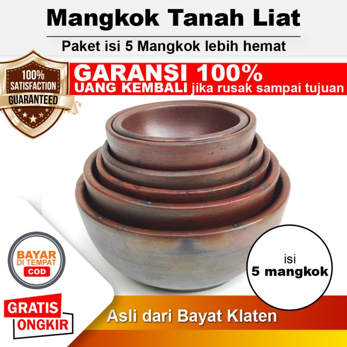 Paket Set isi 6 - Mangkok Tanah Liat Asli Gerabah Mangkuk Mie Ayam Bakso