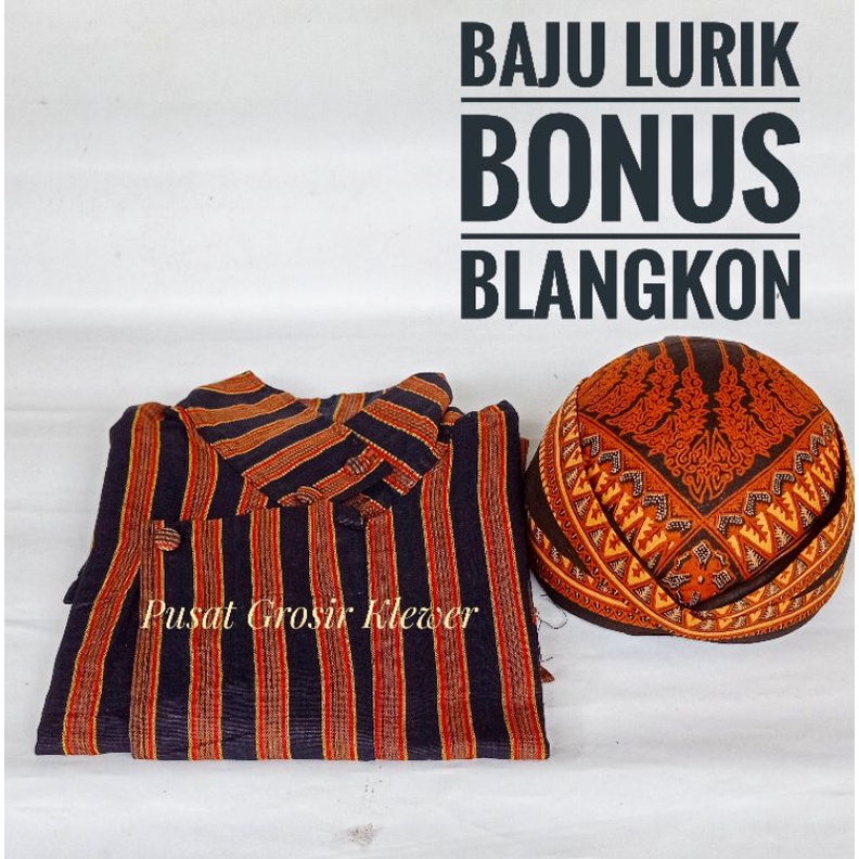 Kebaya dan Sorjan Baju Lurik Jawa Pria | Baju Lurik Bonus Blangkon | Baju Lurik Jawa Pria | Surjan L