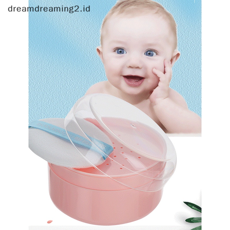 (drea) Tempat Bedak Kosmetik Tubuh Wajah Lembut Bayi Puff Talcum Powder Sponge Box Case Wadah //