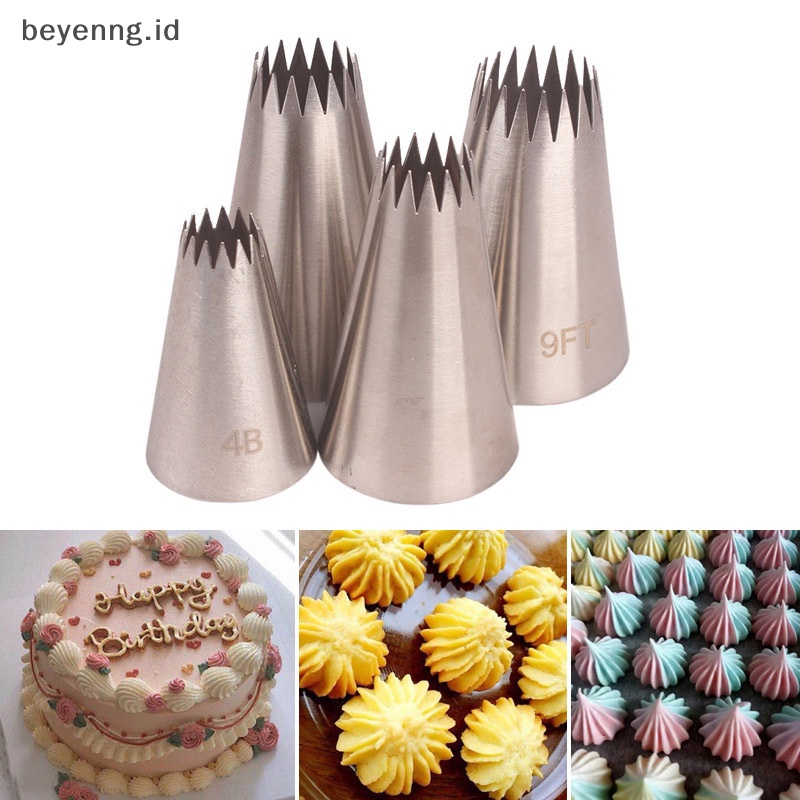 Beyen 4PCs Nozzle Piping Icing Besar Kue Baking Cookie Cupcake Piping Nozzle Dekorasi ID