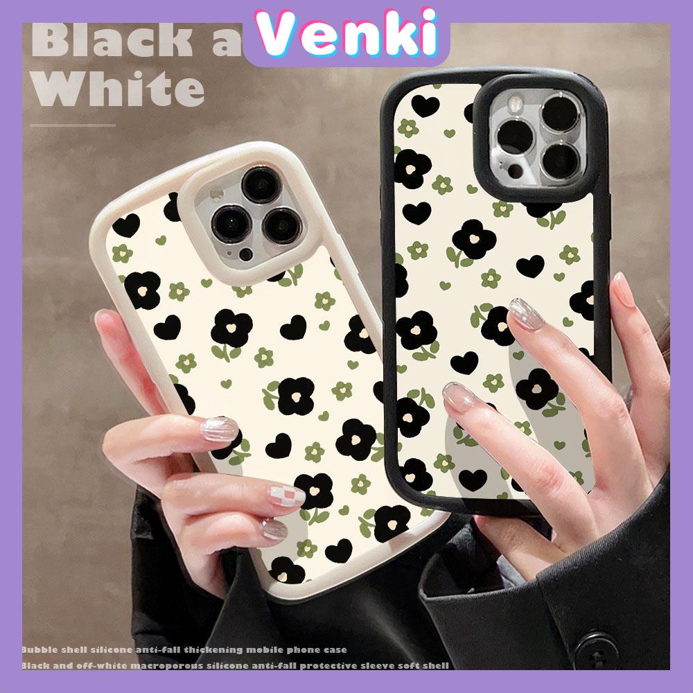 VENKI - Untuk iPhone 11 iPhone Case Matte Blister Soft Case Black Beige Shockproof Protection Camera Simple Flower Kompatibel dengan iPhone14 13 Pro max 12 Pro Max xr xs 7Plus 8Plus