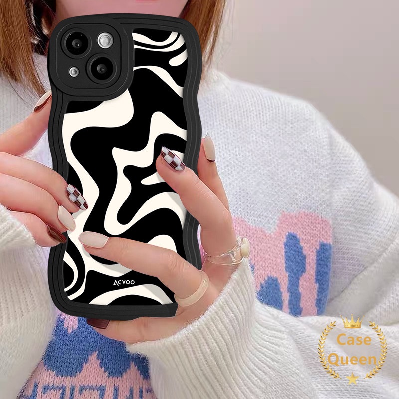 Ins Art Casing Ponsel Pola Zebra Untuk Redmi A1 9C Nfc9 10C 9A 10A 12C 9C 10 9T Redmi Note 10 9 10S 11 8 11s Graffiti Fashion Kartun Rose Merah Huruf Inggris Lembut Bergelombang Penutup Tepi