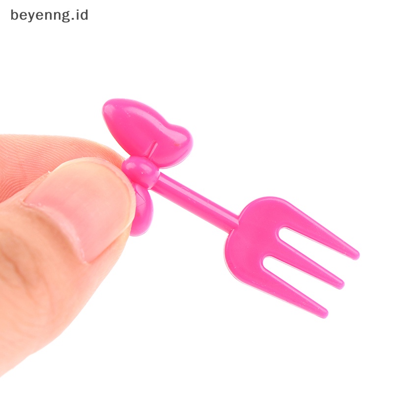 Beyen 10Pcs Anak Garpu Buah Dessert Tusuk Gigi Reusable Lunch Prasmanan Picks Stick ID