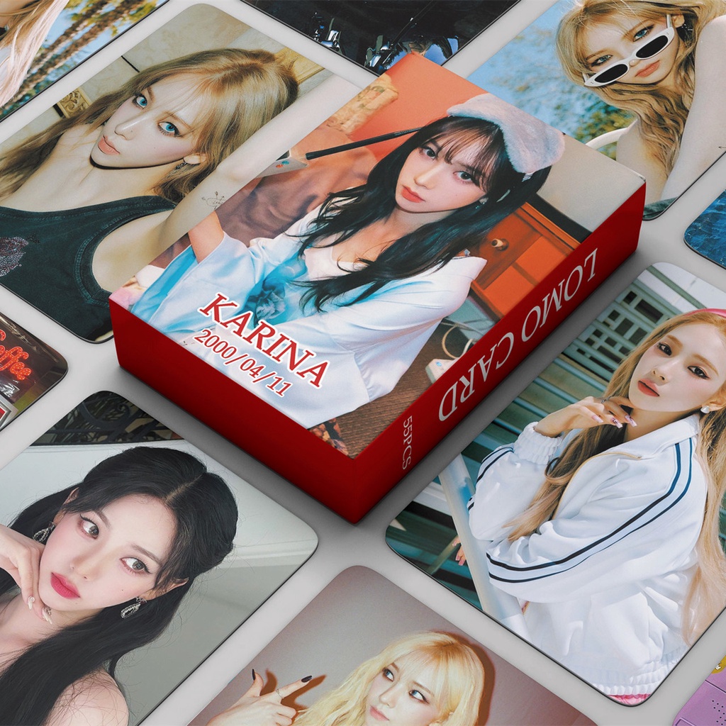 55pcs /box KARINA AESPA Photocards Album MY WORLD Kartu Lomo Kpop Postcards