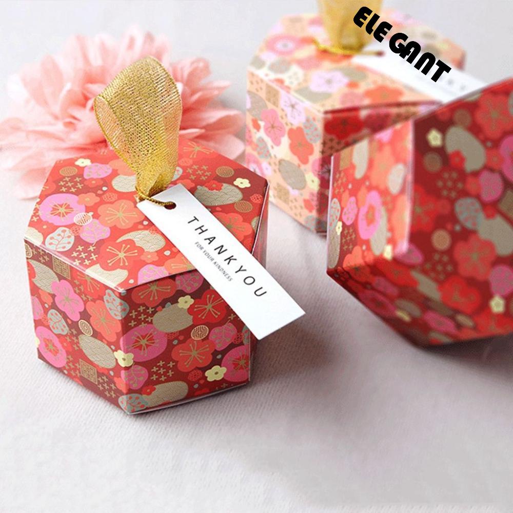 【 ELEGANT 】 Gift Box Mini Kreatif Kosong Packing Kado Motif Plum Blossom Foldable Wedding Decor