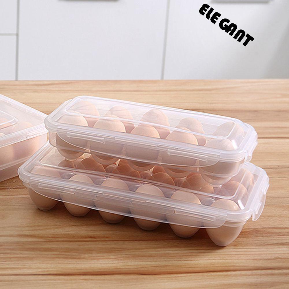 【 ELEGANT 】 Kotak Penyimpanan Telur Pp10/18 Grid Lemari Es Organisasi Home Organizer Dispenser Telur Keranjang Kitchen Storage