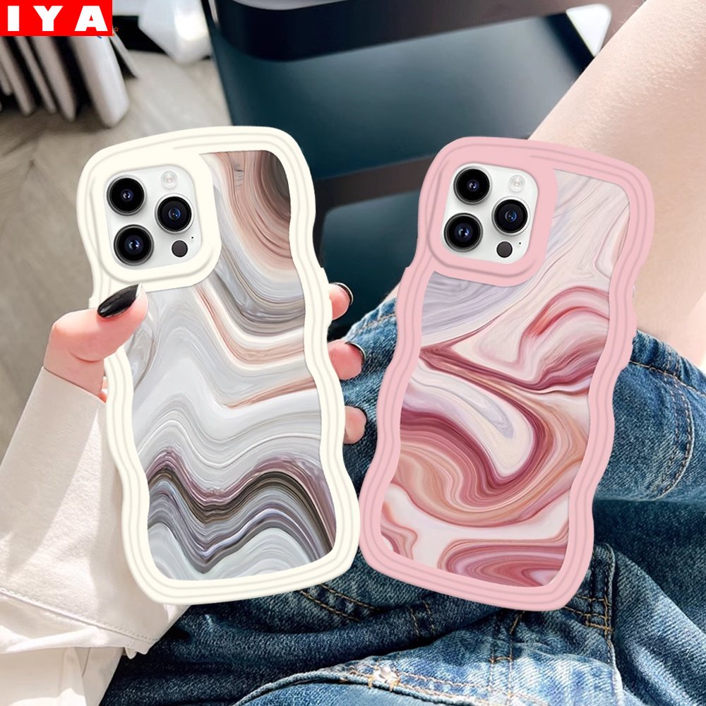 Case VIVO Y02 Y02A Y16 V25E V27E Y22S Y35 Y01 Y21T Y21S Y33S Y12 Y15 Y17 Y11 Y12S Y12A Y15S Y15A Y20S Y91C Y19 Y30 Y50 V21E Art Wave Motif Marmer Casing Pencegah Jatuh Populer