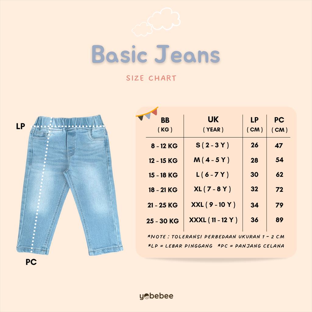 Yobebee Celana Jeans Panjang Anak Unisex Usia 2 4 6 8 10 12 Tahun Bawahan Kids Pants Denim Karet Remaja Tanggung Straight Model Casual Tren Anak Laki Laki Perempuan Cewek Cowok