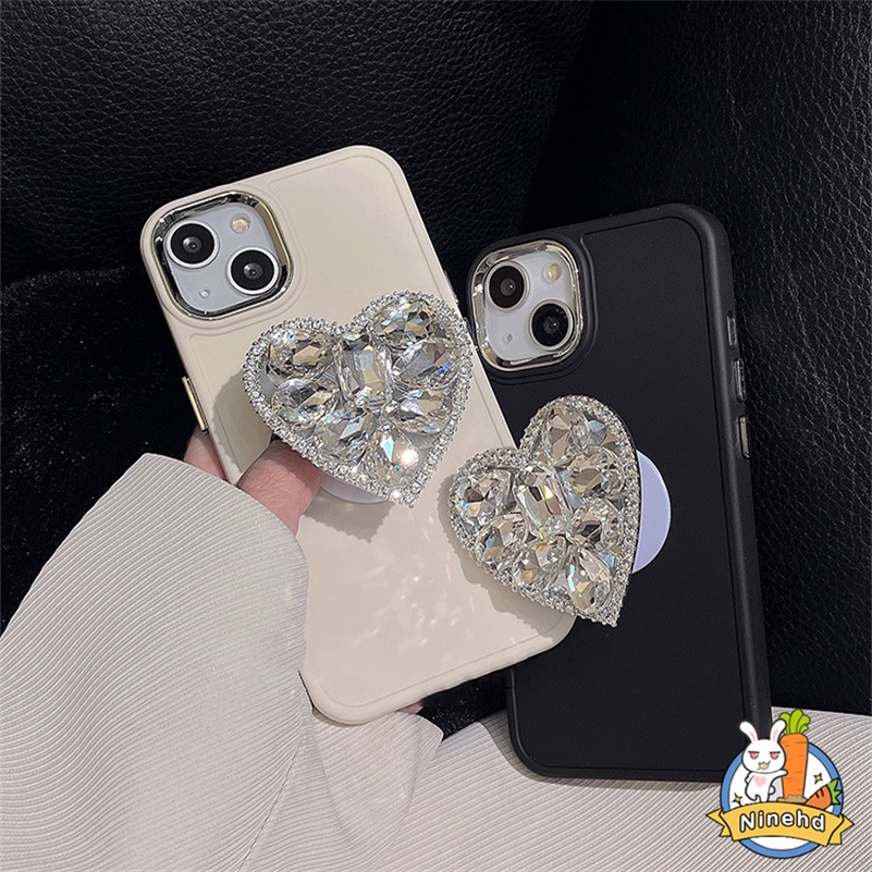 IPHONE Mewah Kristal Berlian Cinta Ditarik Gesper Lipat Dudukan Ponsel Fashion Wanita Phone Case Cocok Untuk Iphone14 13 12 11 Pro Max X Xr Xs Max8 7 6 6s Plus Se2020