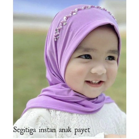 JILBAB PAYET ANAK INSTAN / PASTAN SEGITIGA PAYET ANAK