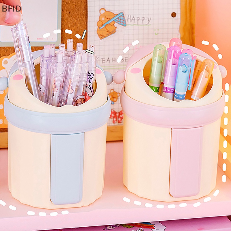 [BFID] Novelty Kapasitas Besar Tempat Pulpen Operasi Sederhana Burr Gratis Makeup Brush Organizer Gaya Putri Pensil Gel Pen Storage Bucket [ID]