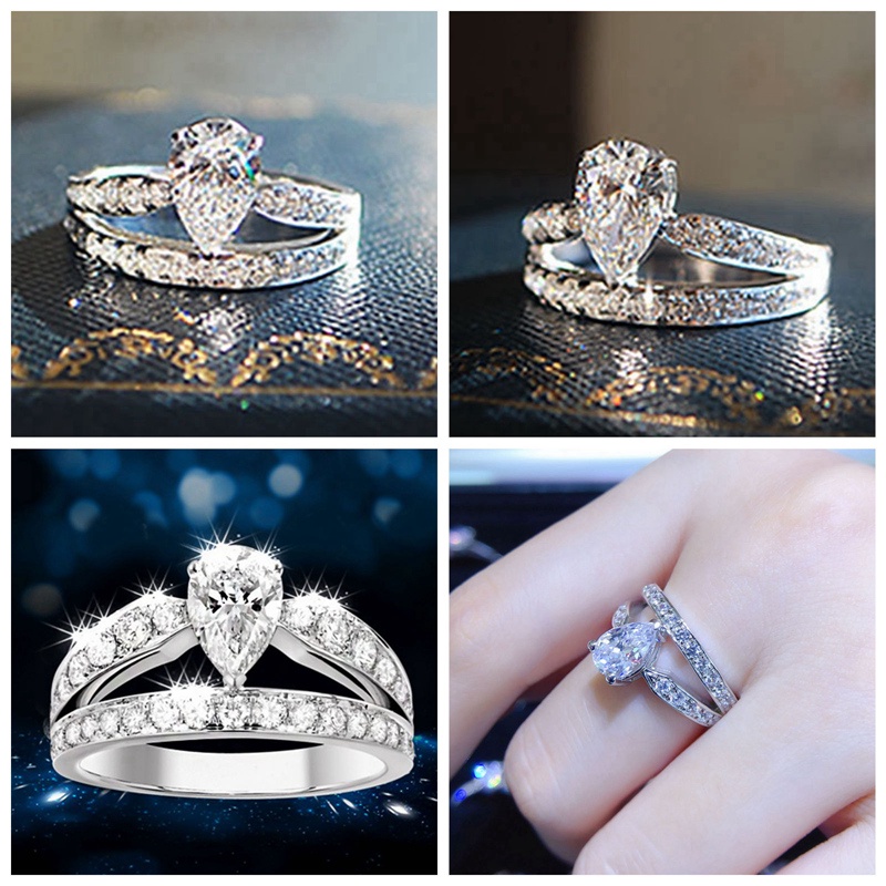 Cincin Band Cubic Zirconia Tetesan Air Yang Baru Didesain Untuk Wanita Fashion Perhiasan Pertunangan Pernikahan Briliant Cubic Zirconia Female Ring