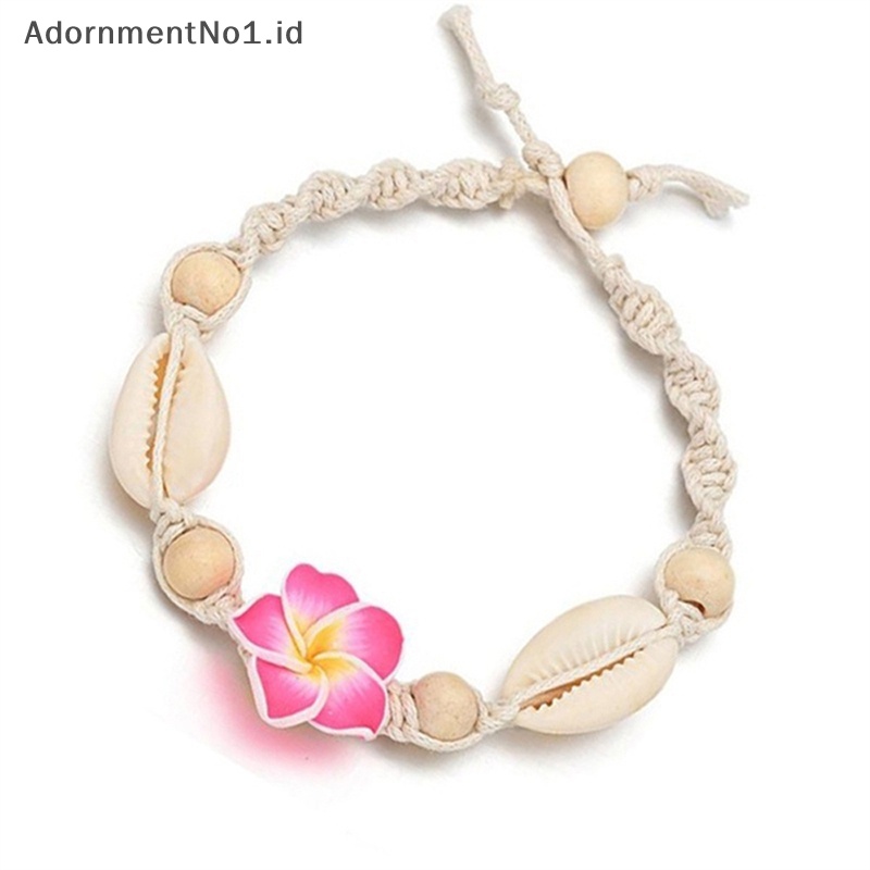 [AdornmentNo1] Bohemian Shell bunga Braided gelang kaki untuk wanita musim panas pantai Barefoot Bracelet Ankle