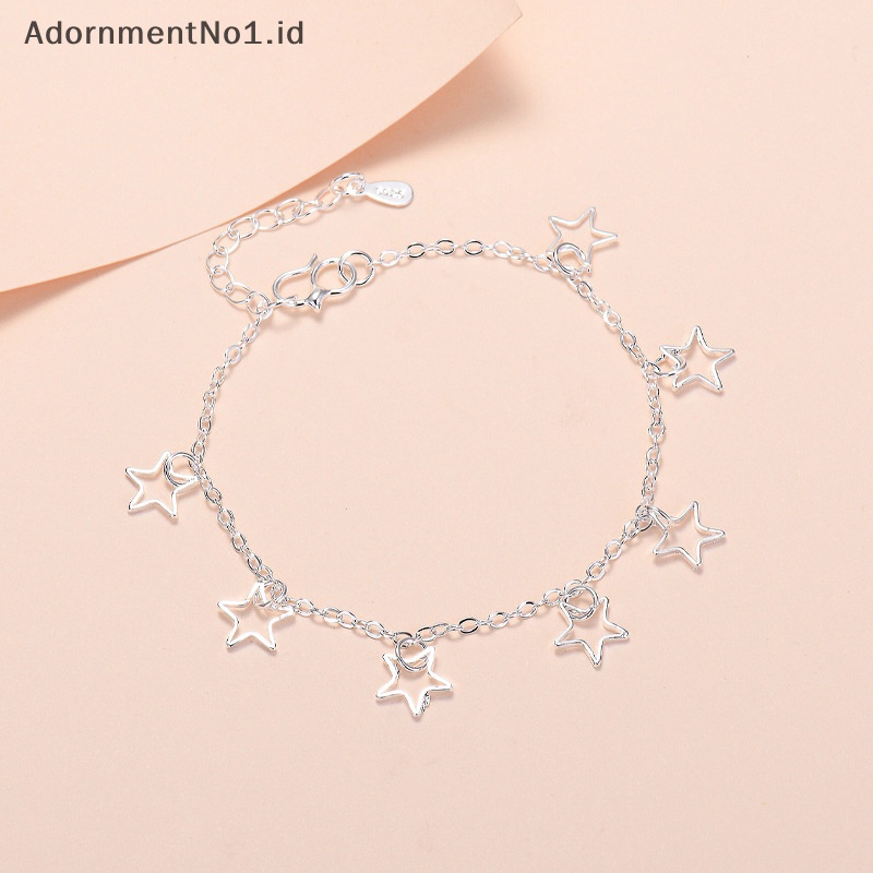 [AdornmentNo1] Gelang warna Silver untuk wanita Pentagram pesona rantai tangan Link Orignal Fashion Jewelry