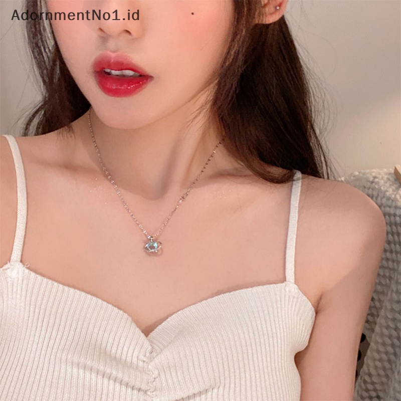 [AdornmentNo1] Korea Fashion kalung berbentuk hati zirkon kalung liontin temperamen rantai klavikula untuk wanita perhiasan hadiah pesta ulang tahun