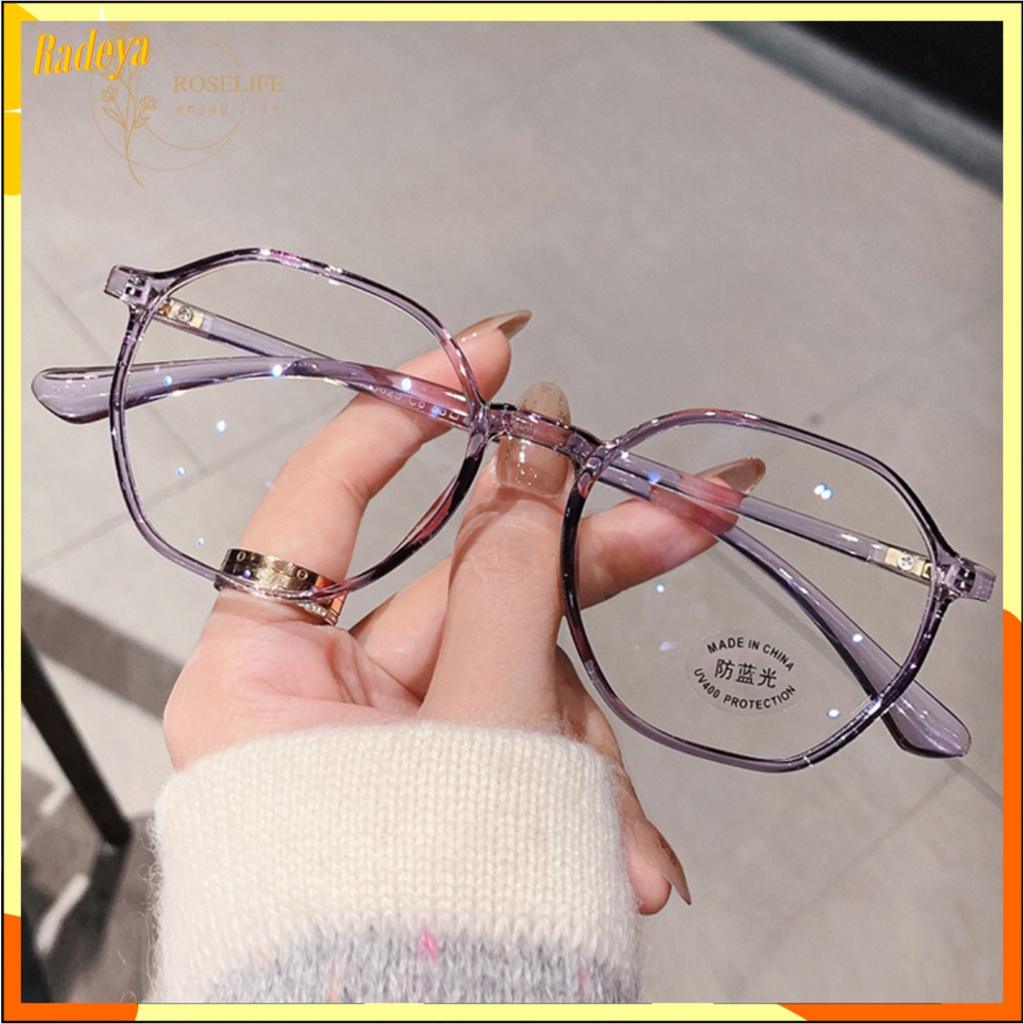 RADEYA Kacamata Terbaru Frame Bentuk Segi Enam Lensa Blue Light Anti Radiasi Korean Style