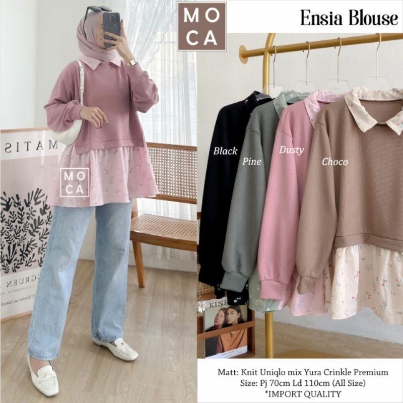 ENSIA BLOUSE ORI MOCA | Ld110 Knit Uniqlo mix Yura Crinkle Premium