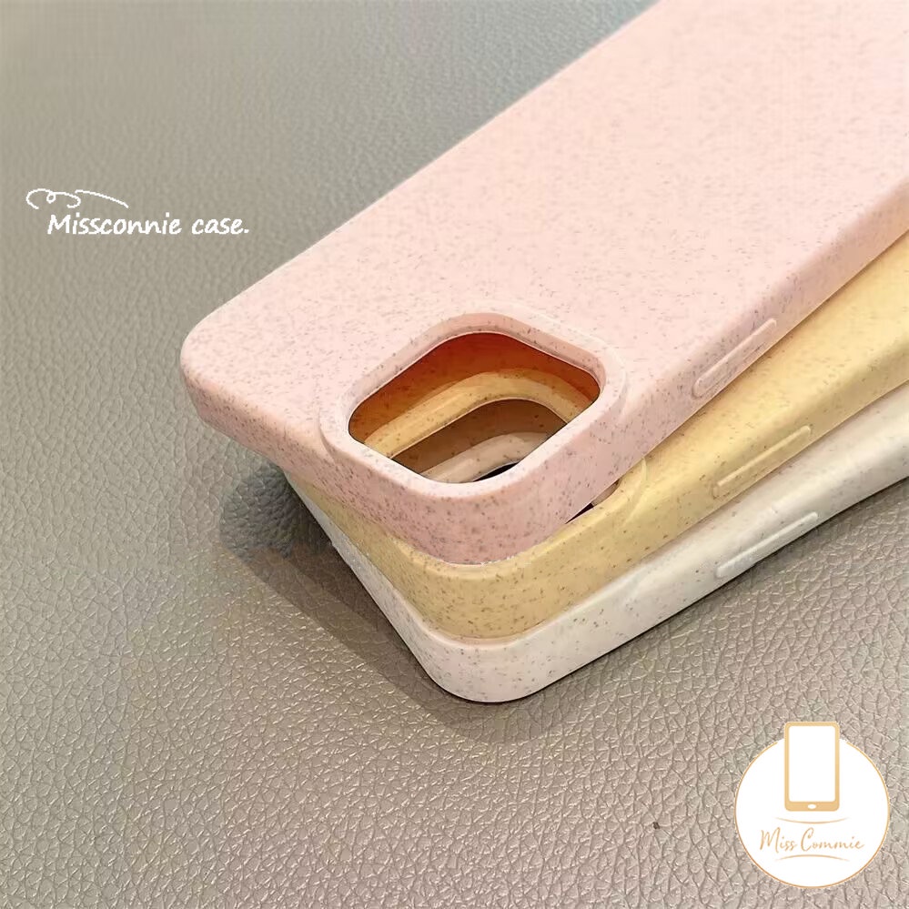 Simple Solid Color Degradable Case Compatible For IPhone 7Plus 11 13 12 14 Pro Max XR X XS MAX 7 6 8 6S Plus SE 2020 Soft Tpu Ins Luxury Straw Texture Phone Cover