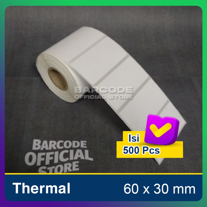 

Label sticker barcod 60x30mm 1line 500pcs direct thermal gap3mm core1" PST79