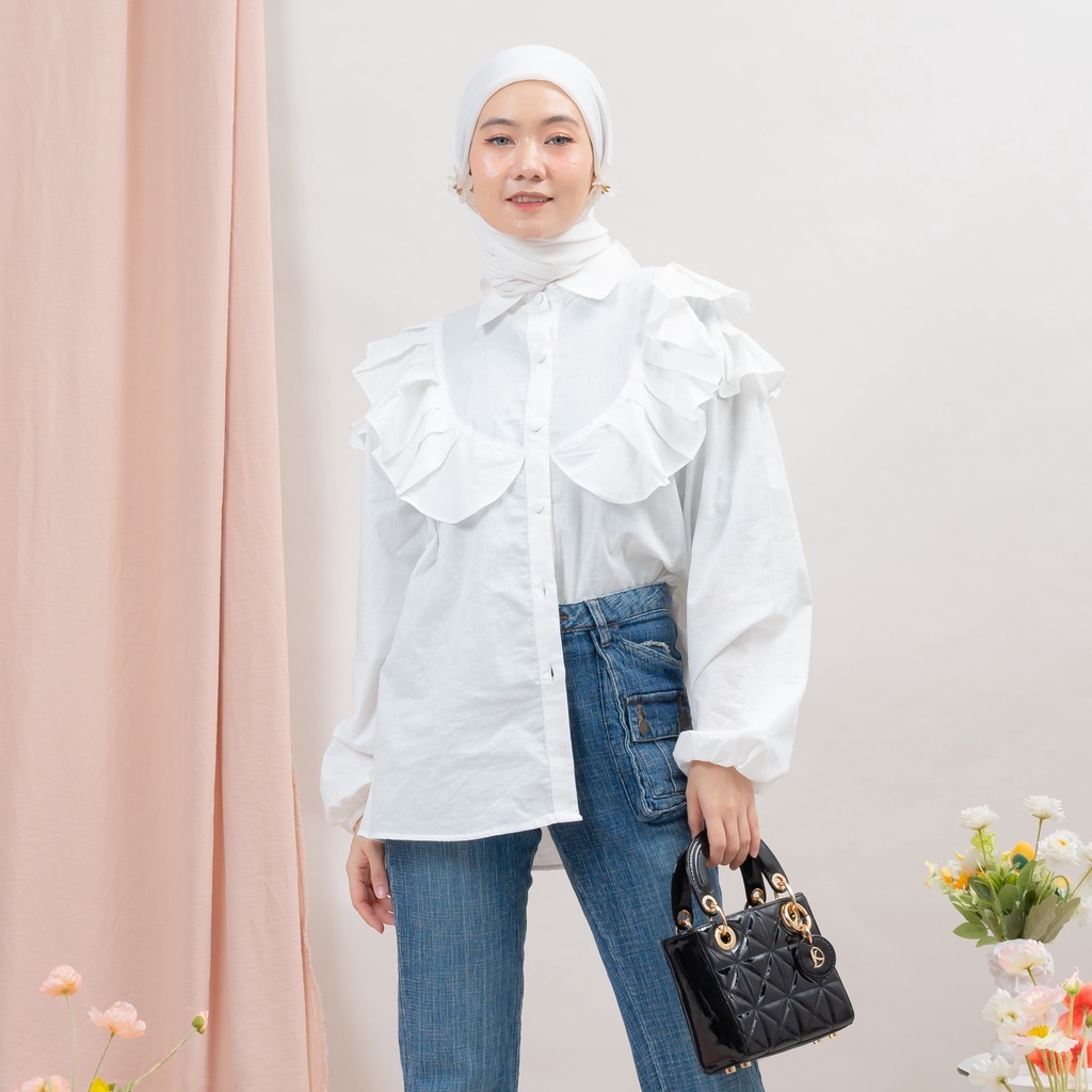 BEFAST - ZRX OOTD WANITA BLOUSE RISKA / LEIKA BLOUSE TWISTCONE / Pakaian Casual Wanita / Atasan Lengan Panjang / Fashion Kekinian Remaja ABG Trendy / Outfit Daily Wanita Hijab Kerja / Blouse Polos Formal