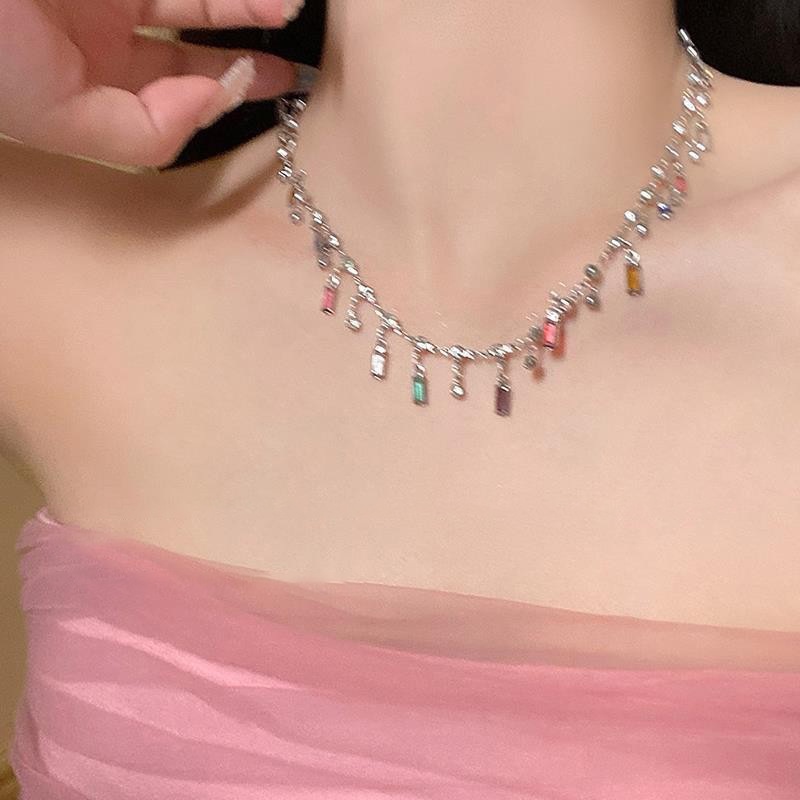 Kalung Warna-Warni Bahan Alloy Zircon Fashion Korea Untuk Perempuan