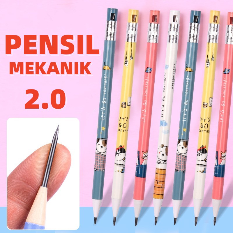 

Pensil mekanik anak 2.0 kartun lucu siswa sekolah dasar menekan pensil otomatis