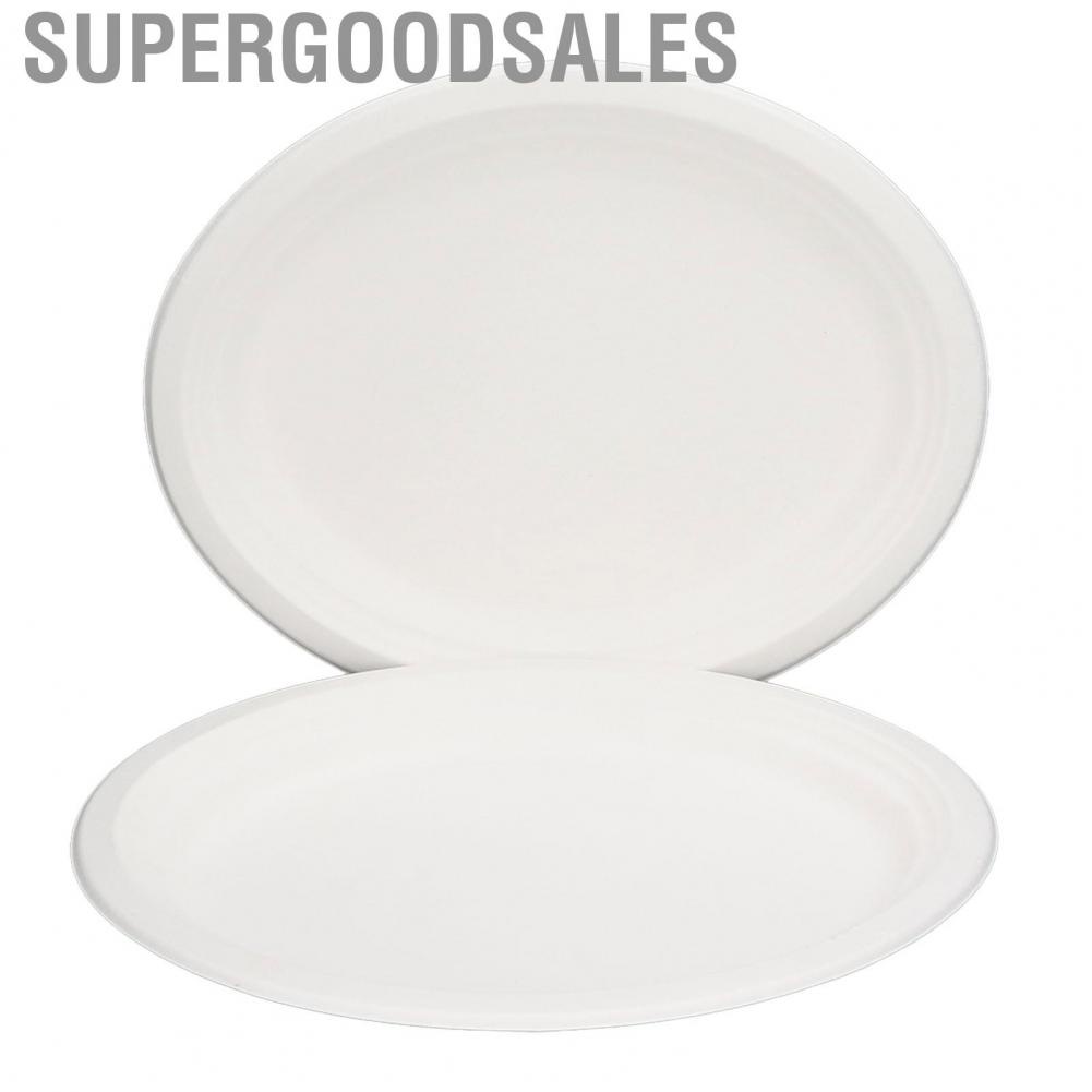 Supergoodsales 100 Pack 12.5in Disposable Oval  Dishes Bulk Round Compostable Sugarcane