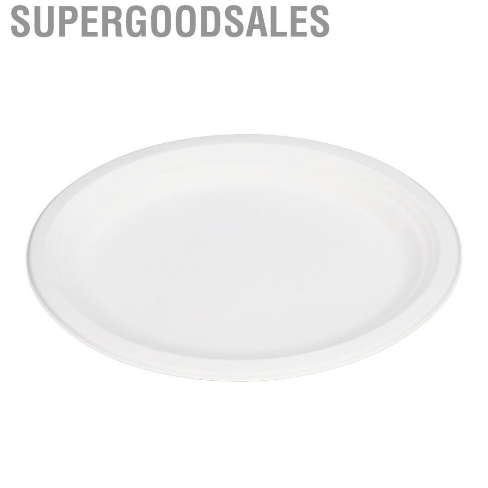 Supergoodsales 100 Pack 12.5in Disposable Oval  Dishes Bulk Round Compostable Sugarcane